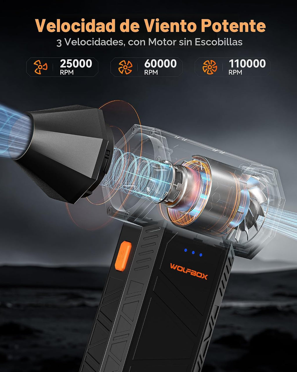 WOLFBOX MF50 Plumero de aire comprimido - Soplador eléctrico de air...