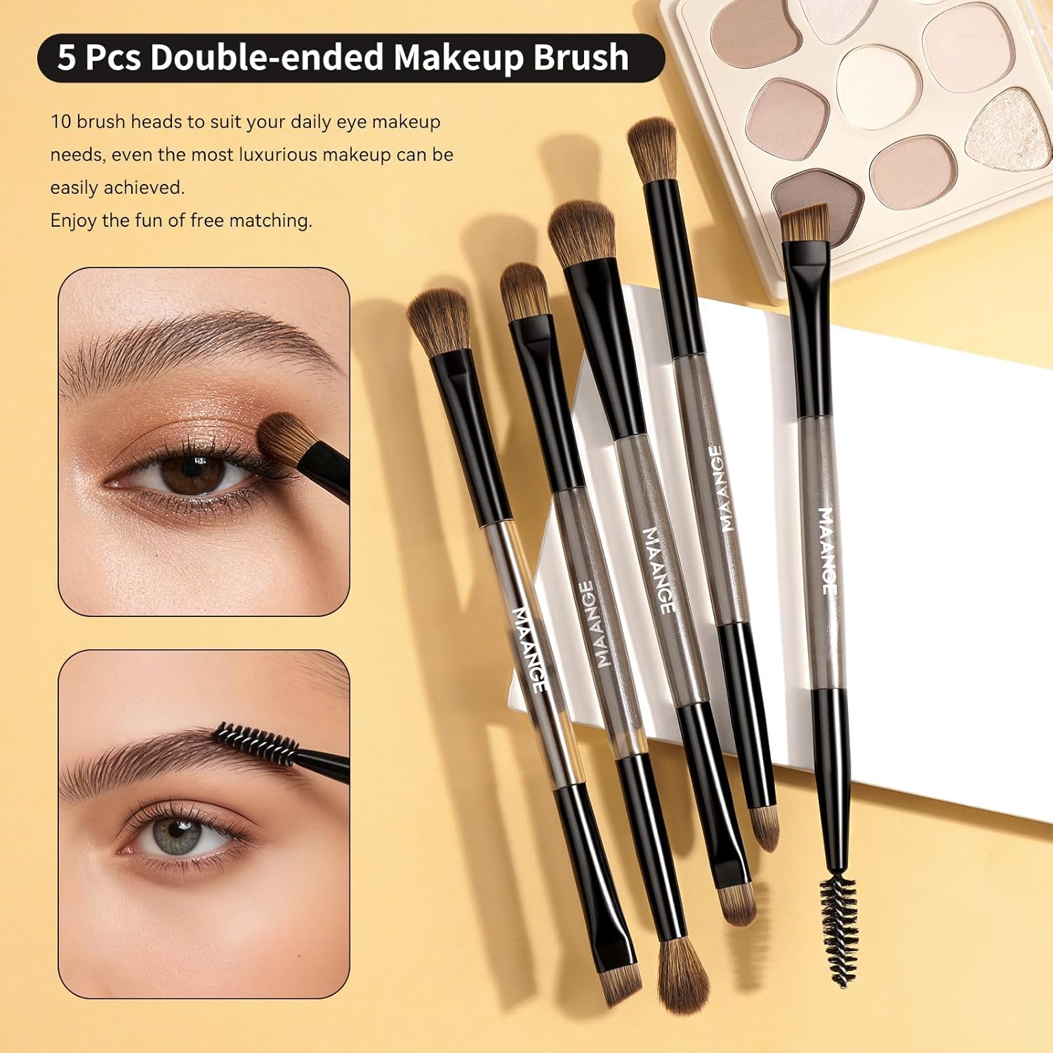 MAANGE Juego de 7 pinceles para maquillaje con bolsa, brochas de ma...