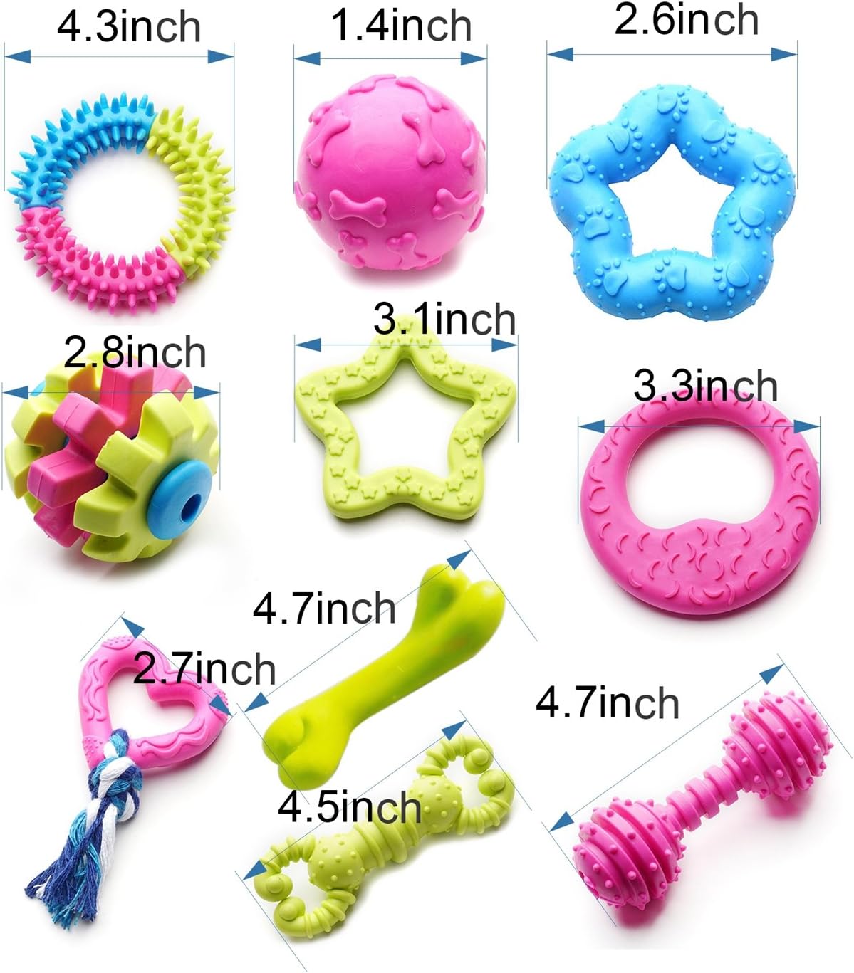 SZKOKUHO Juguetes masticables para perros pequeños, paquete de 17 u...