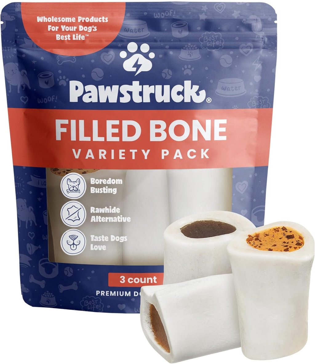 Pawstruck - Paquete de variedad de huesos rellenos para perros pequ...