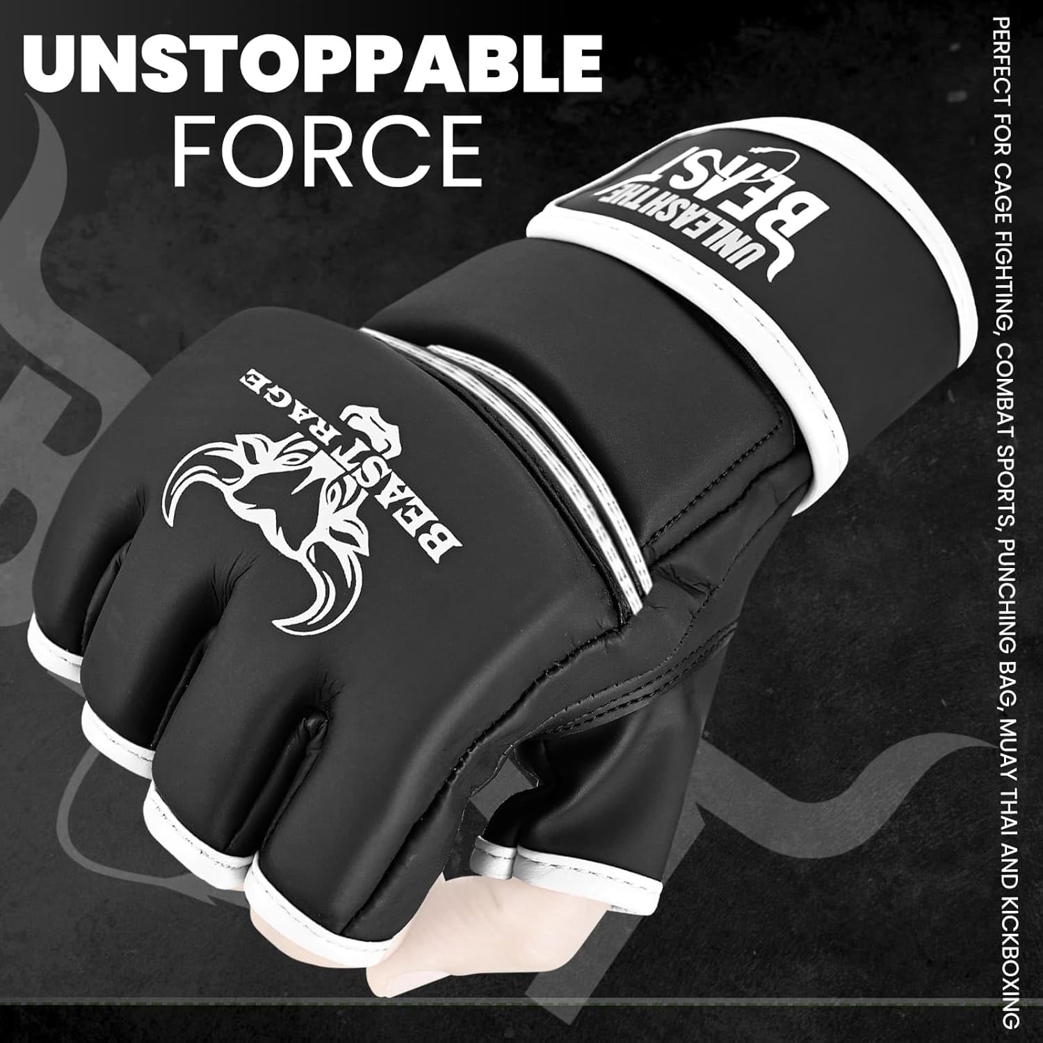 BEAST RAGE Guantes de artes marciales para hombres y mujeres, guant...