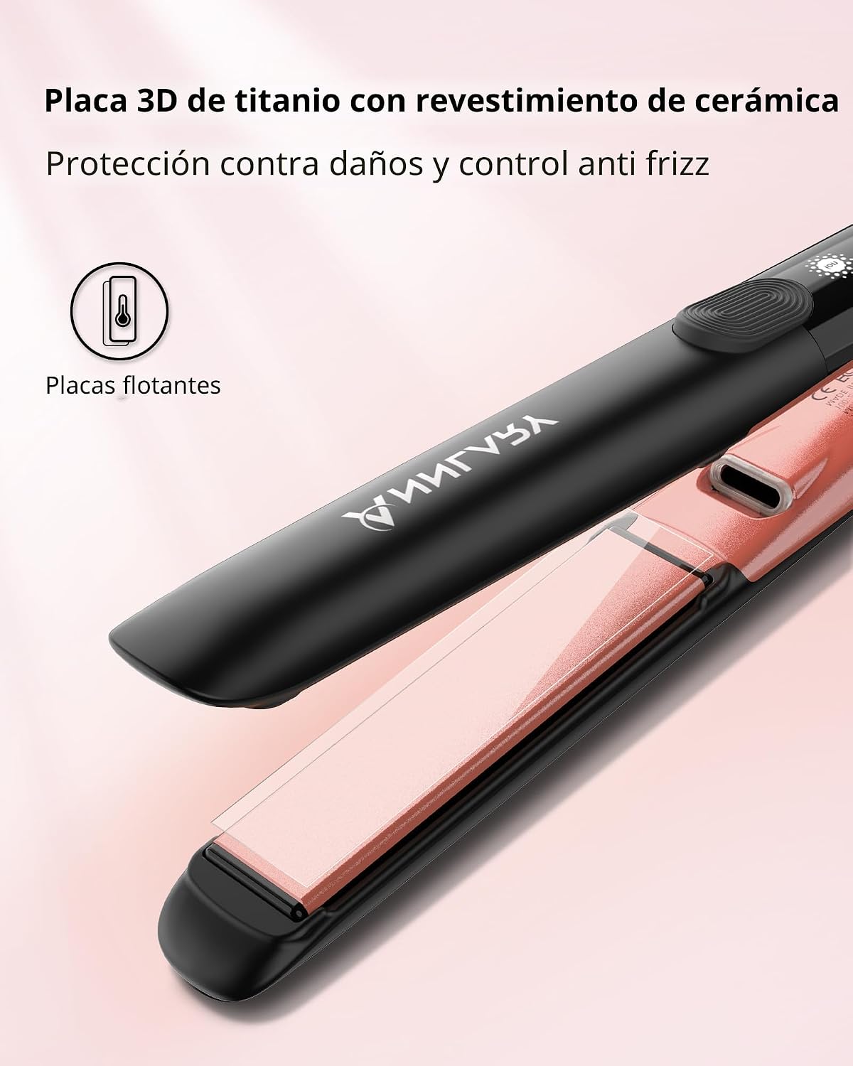 Annlary - Plancha de pelo de 1 pulgada y rizador 2 en 1 de titanio...