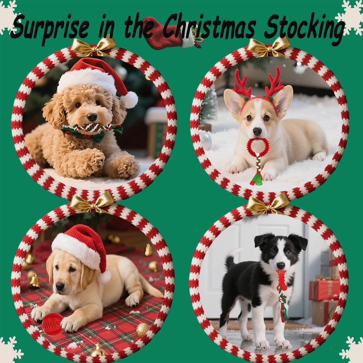 Mnubsrva Juego de Juguetes Navideños para Perros, Paquete de 15 par...
