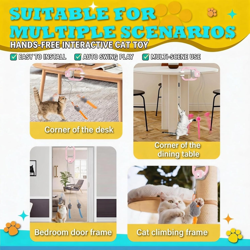 HAPPYCODE Teaser eléctrico recargable para gatos, juego de clip de...