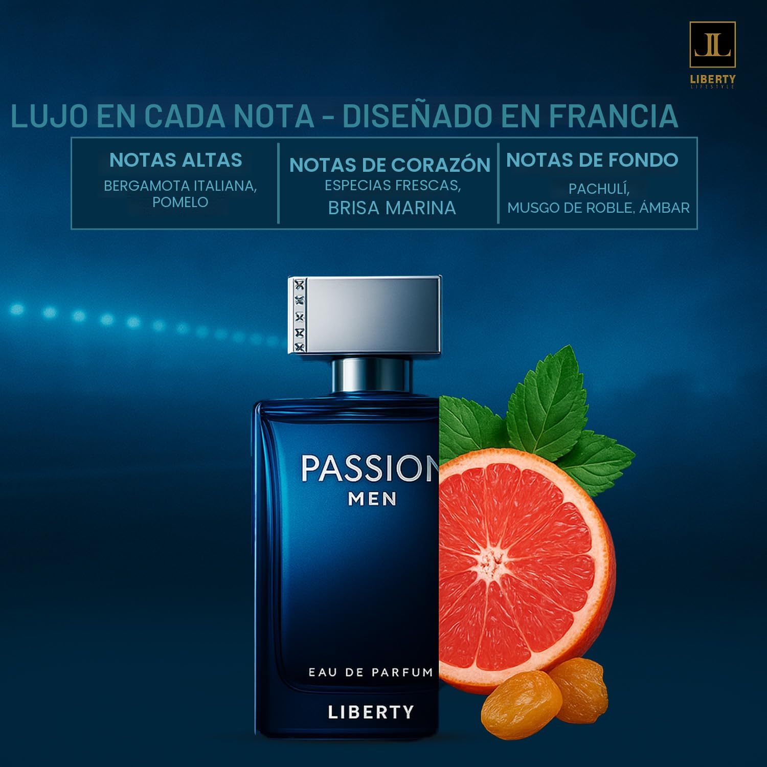 Liberty Eau De Parfum Luxury Passion para hombres, aroma picante au...