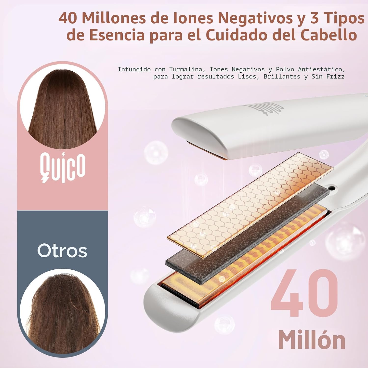 Quico Plancha de pelo mejorada, alisador y rizador de pelo de viaje...