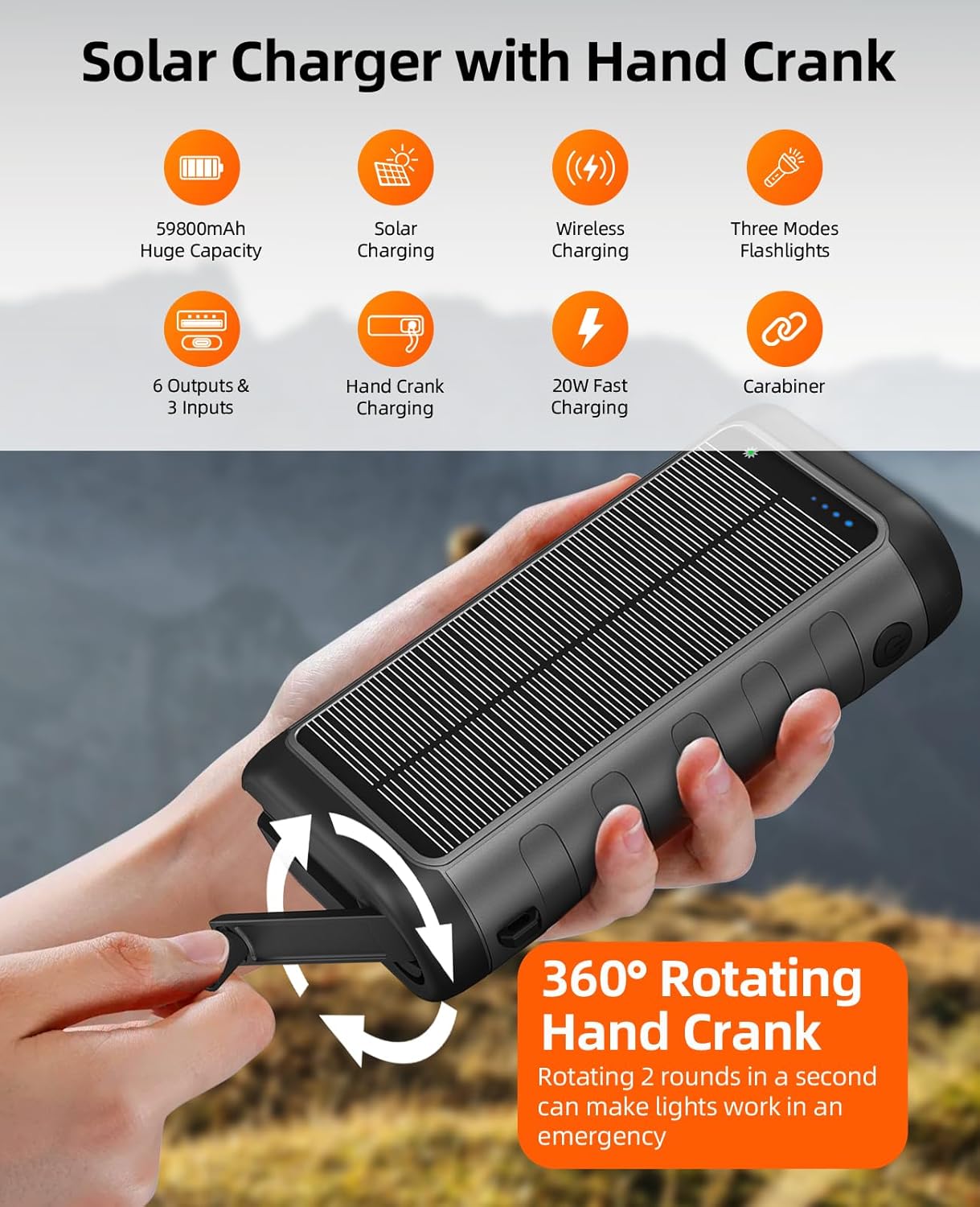 Cargador solar, banco de energía portátil de 59800 mAh para todos l...