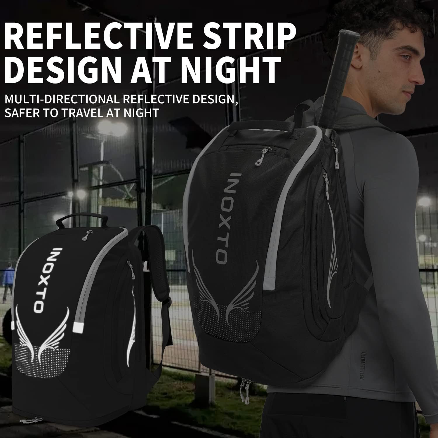 INOXTO Mochila de tenis de 40L para hombres y mujeres, bolsa grande...