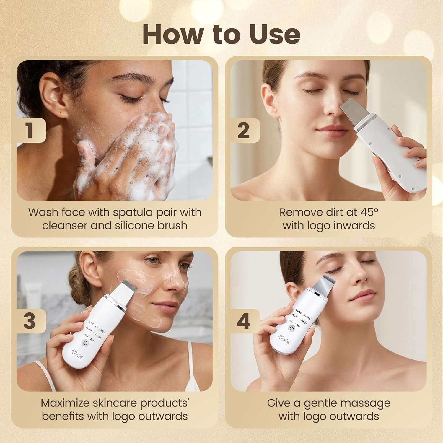 Rika Herramientas para el cuidado de la piel, espátula facial imper...