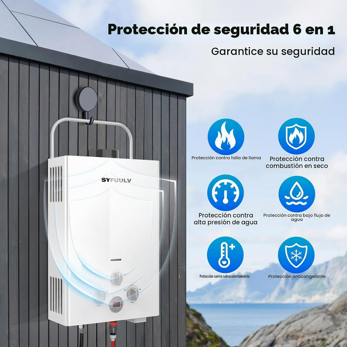 Syfuulv Calentador de agua de propano sin tanque para exteriores, c...