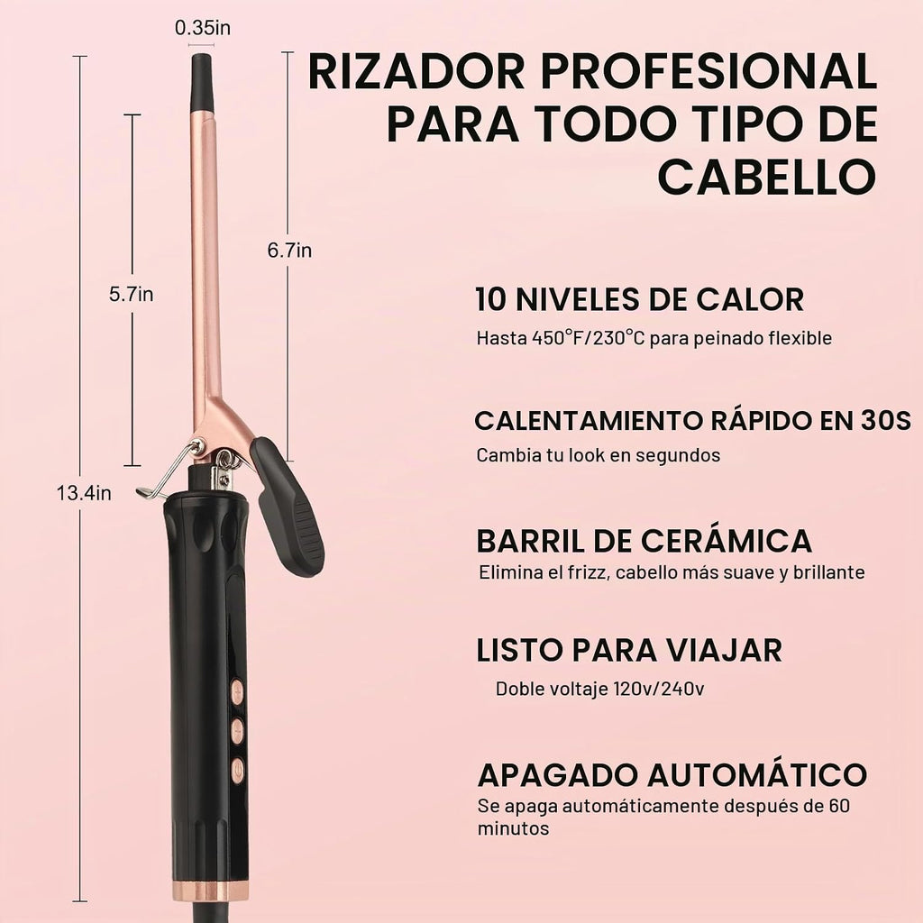 JAETON - Varita rizadora pequeña de 3\/8 pulgadas con temperatura a...
