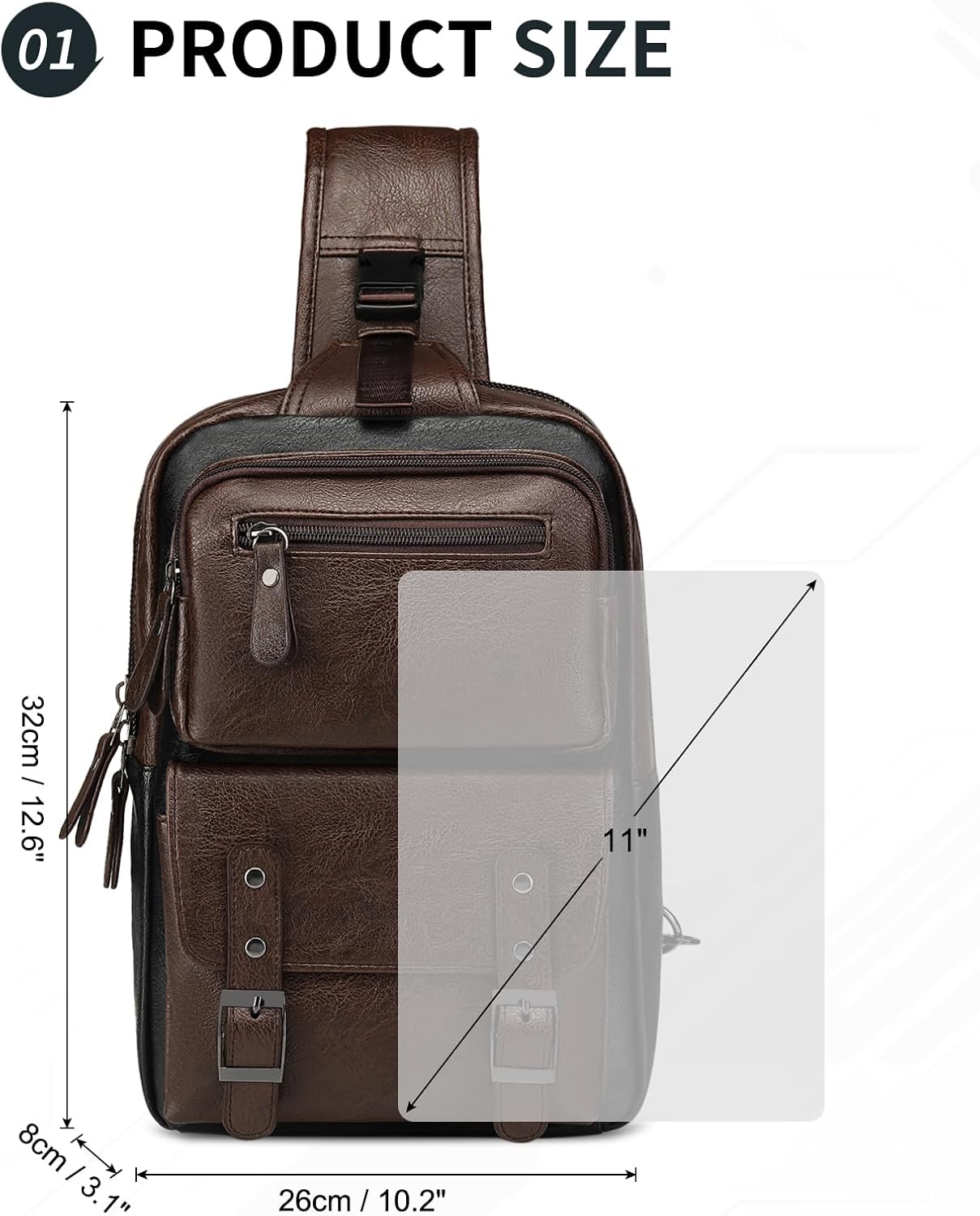 SUIKIHUM Mochila vintage de piel sintética, bandolera cruzada con c...