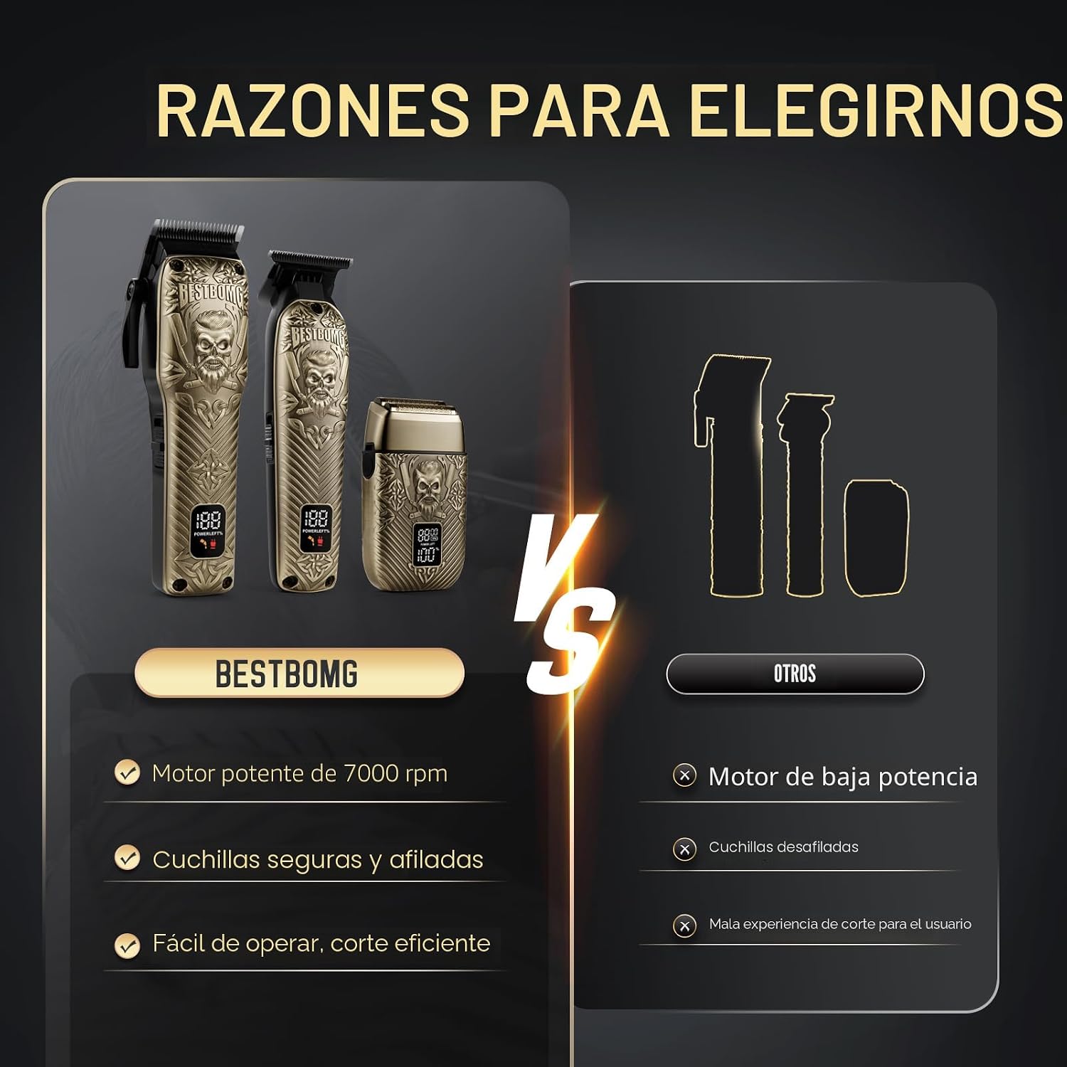 BESTBOMG® - Juego de cortapelos para hombres, cortadora de pelo pro...