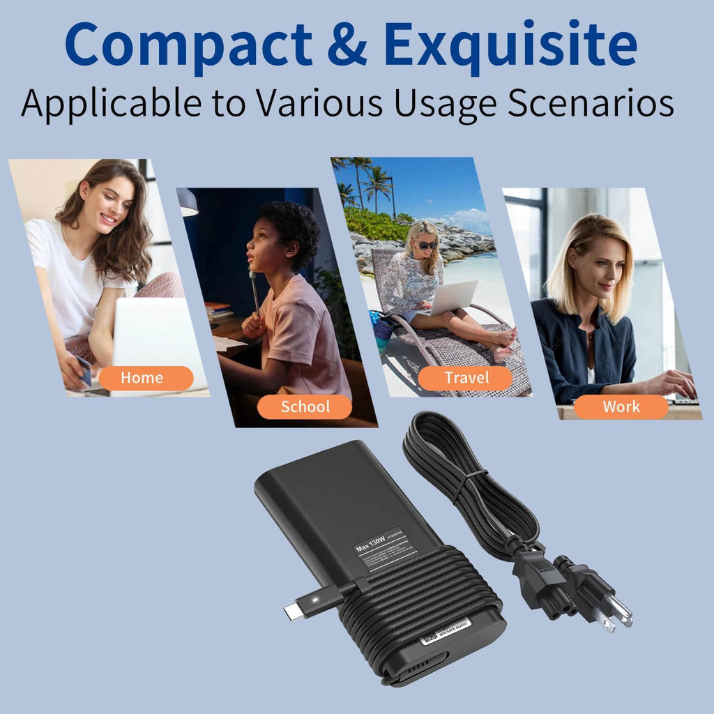 Cargador USB C de 130 W compatible con cargador de laptop Dell tipo...
