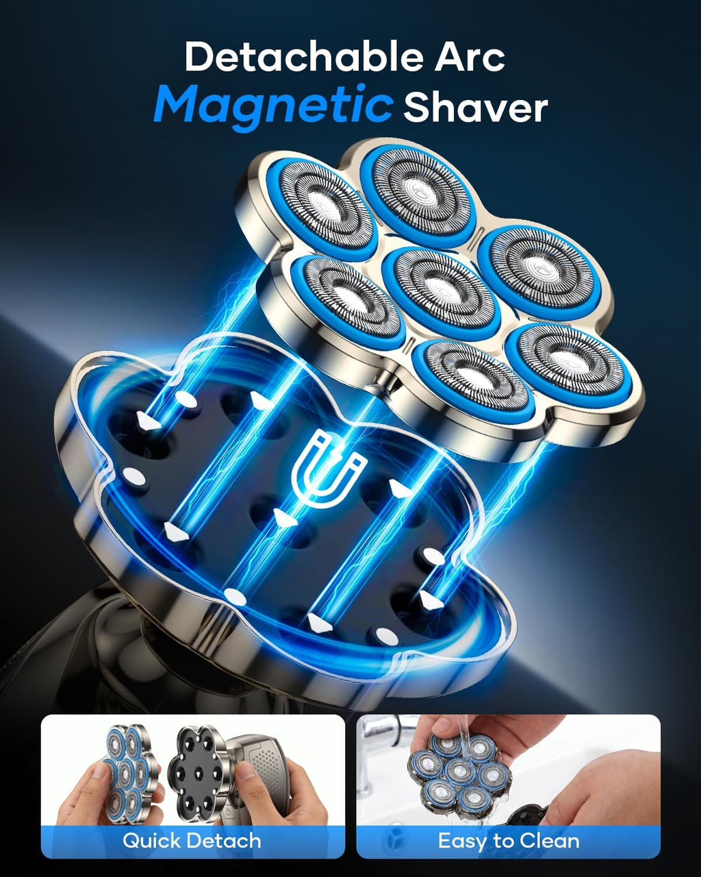 Afeitadoras de cabeza 7D para hombres calvos, afeitadora magnética...