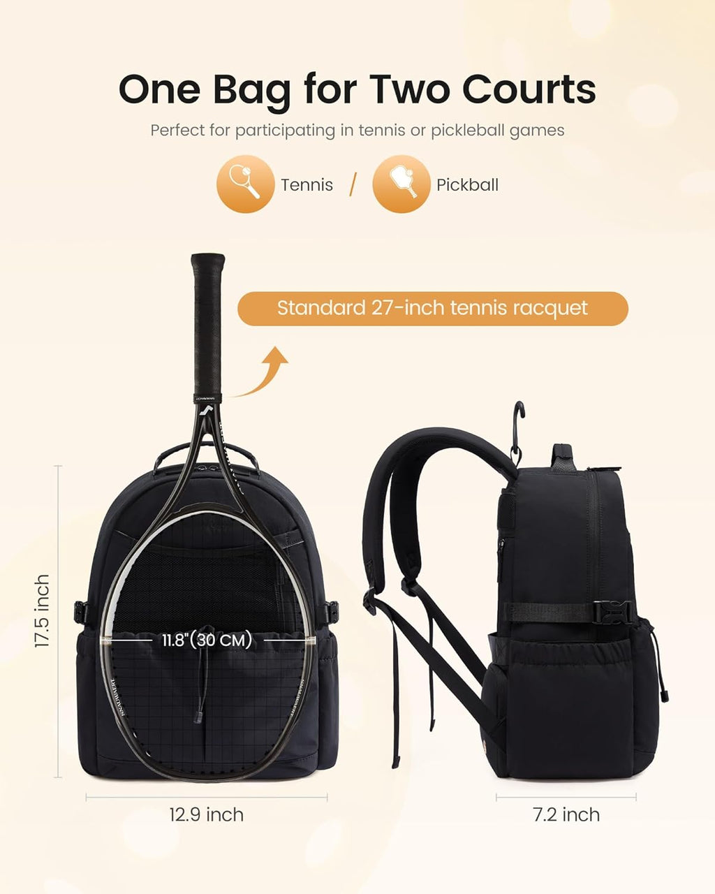 LOVEVOOK Bolsa de tenis para mujer, mochila de tenis con compartime...