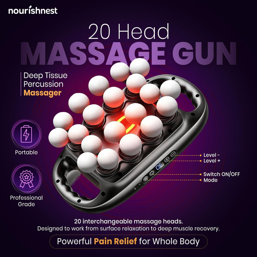 NOURISH NEST Juego de 20 pistolas de masaje de cabeza con 3 modos y...