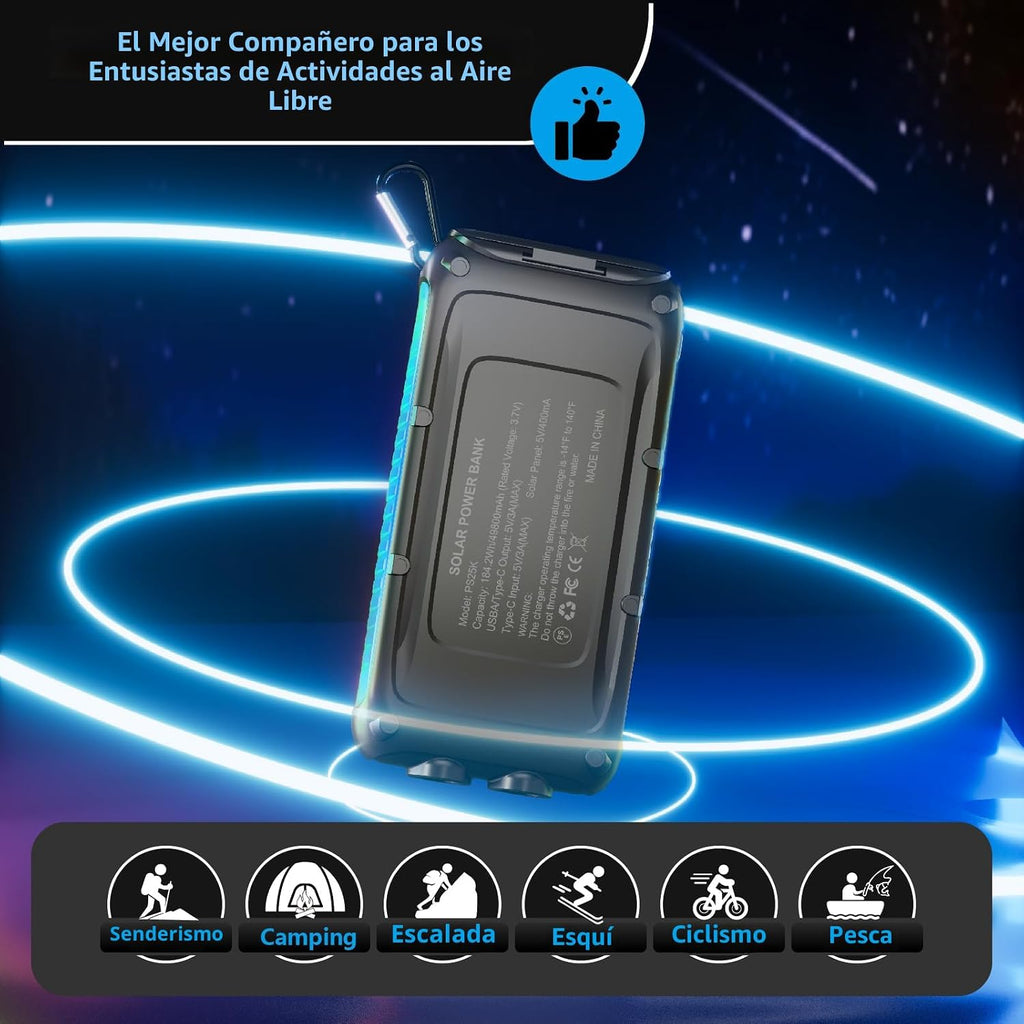 Banco de energía con cargador solar de 49800mAh portátil de carga r...