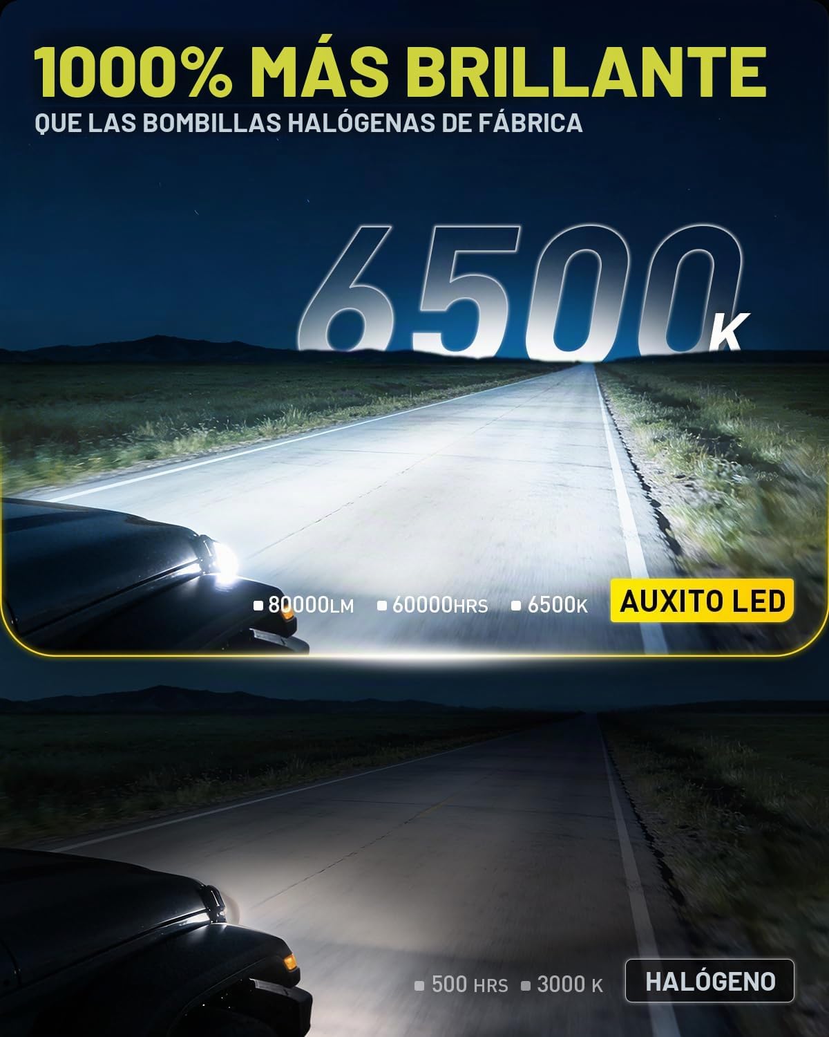 AUXITO 9005\/9006 Bombilla LED HB3\/HB4, 180.000LM Blanco más brill...