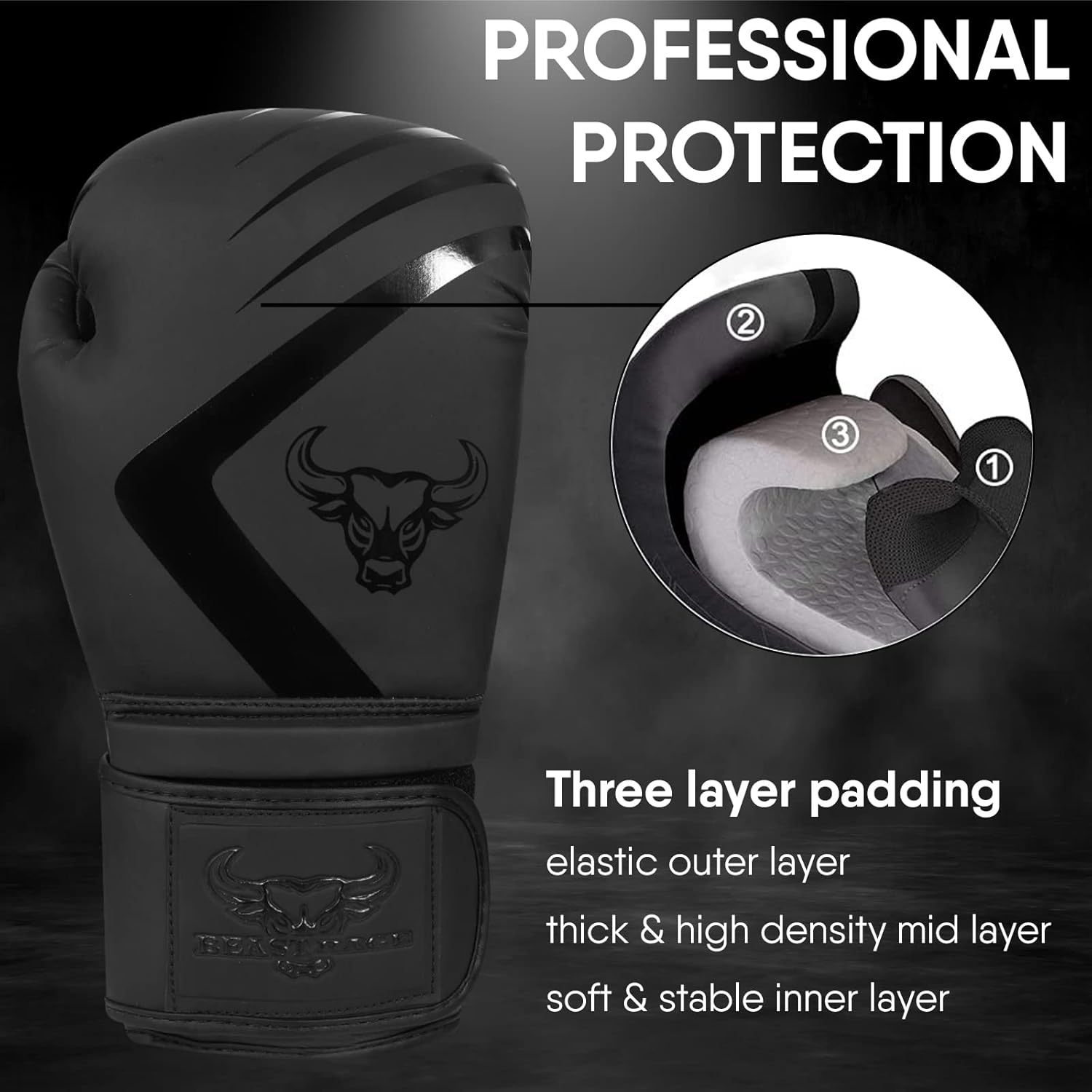 BEAST RAGE Guantes de boxeo Muay Thai Kickboxing MMA Bolsa de Lucha...