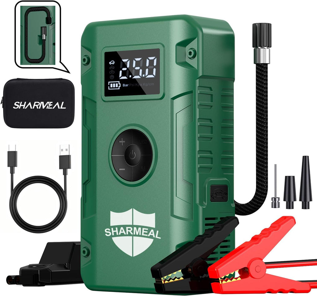Sharmeal Arrancador de batería de coche de 7000 A, 12 V con compres...