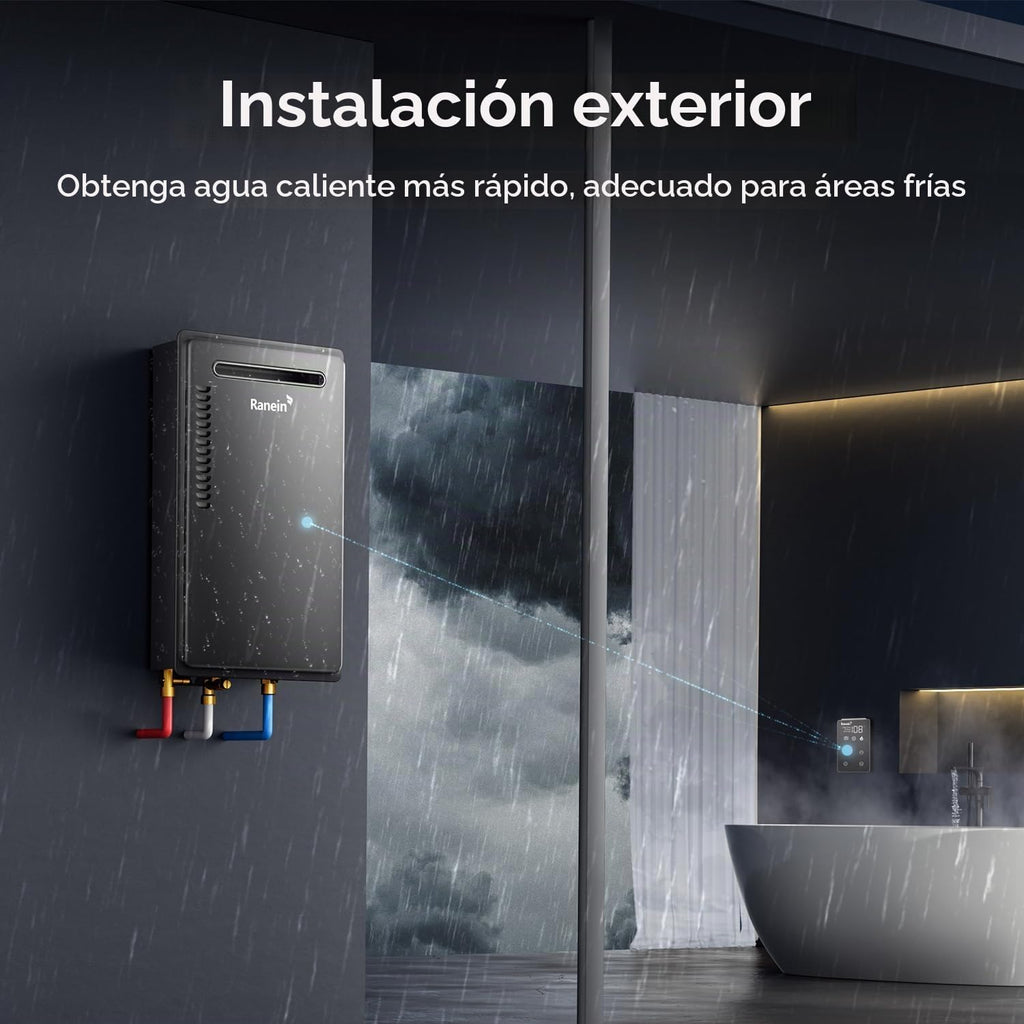 Ranein Calentador de agua sin tanque de gas propano, 5.3 GPM, 130,0...