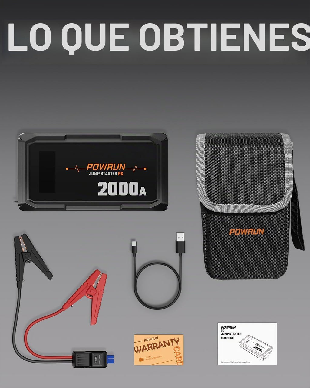 Powrun P-X Arrancador de Salto, Caja de Salto Portátil de 2000A - P...