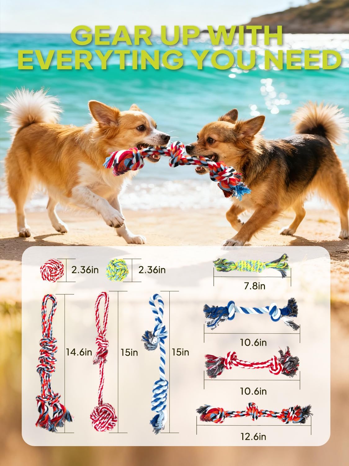 TwoEar Paquete de 9 Juguetes de Cuerda para Perros \u2013 Juguetes...