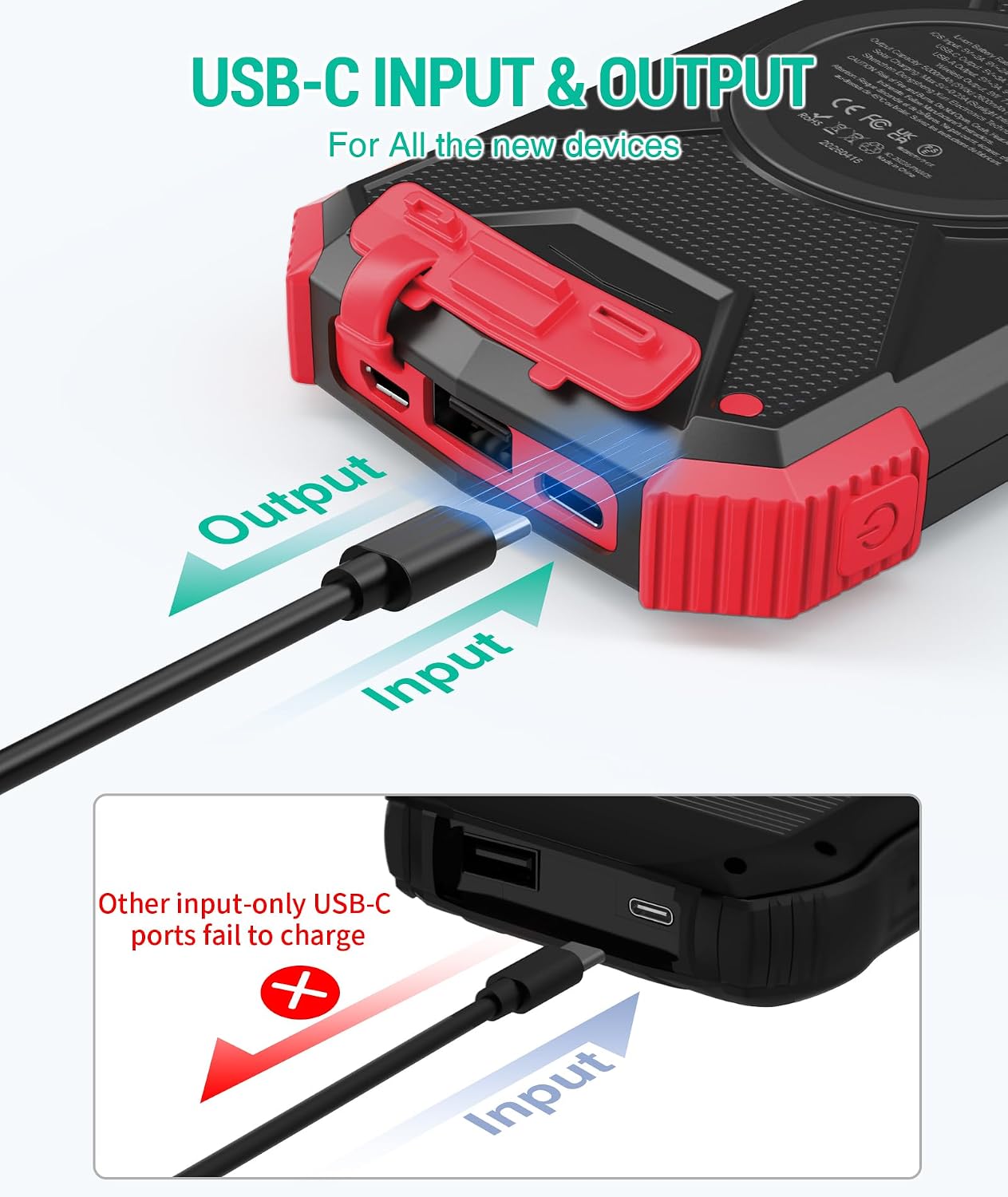 Blavor - Paquete de batería externa solar, cargador inalámbrico Qi...