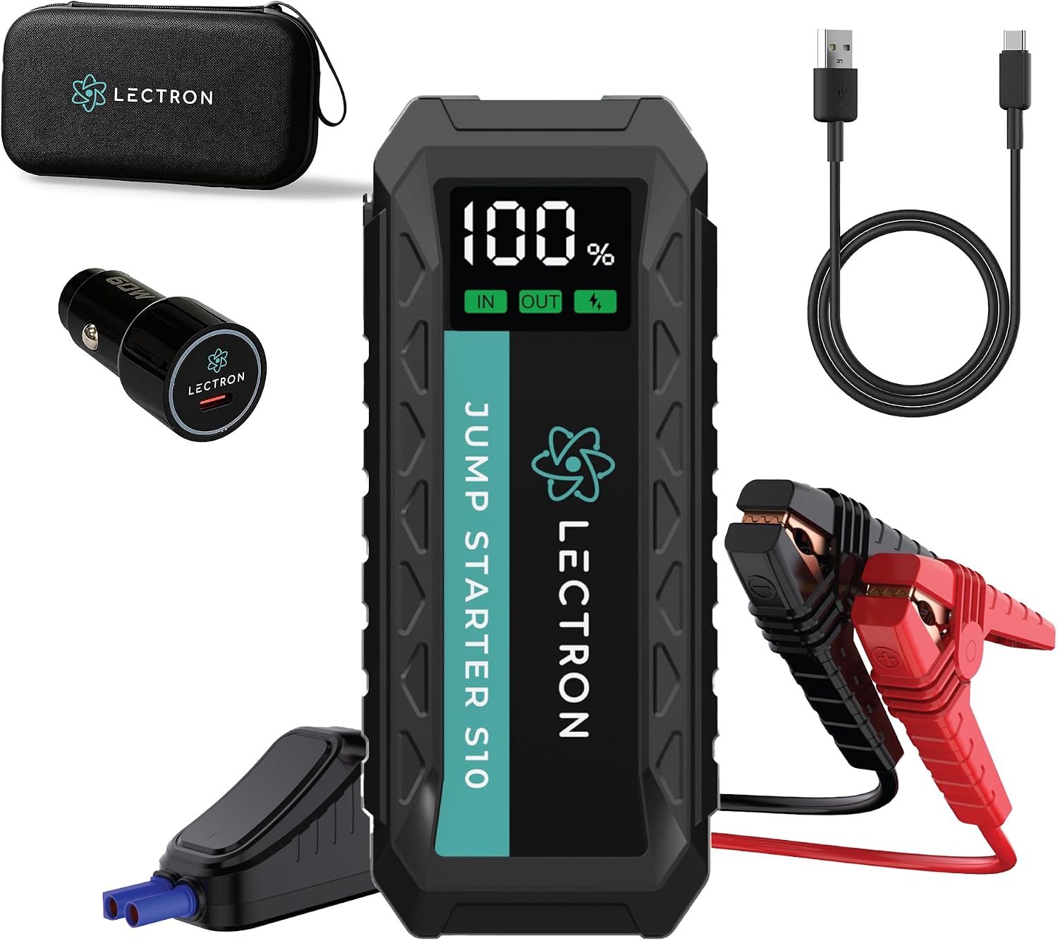 Lectron Arrancador de batería de automóvil de 4000 A, paquete de re...