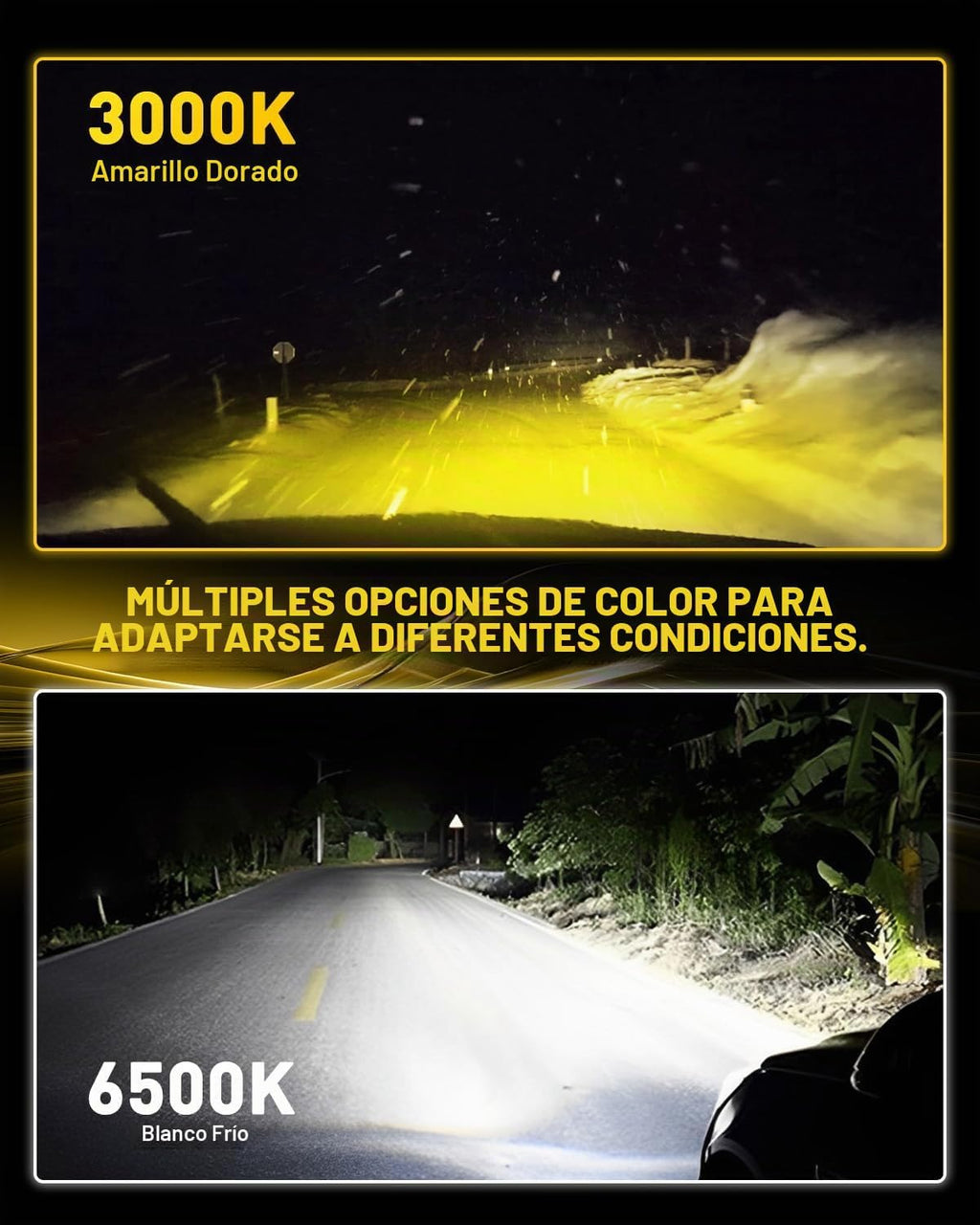AUXITO H11 H8 H16 Focos LED antiniebla reversibles, 6500K blanco\/3...