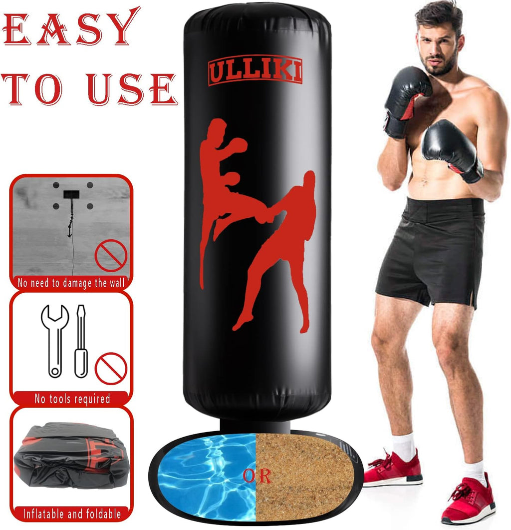 Saco de boxeo independiente para adultos con guantes, bolsa de boxe...
