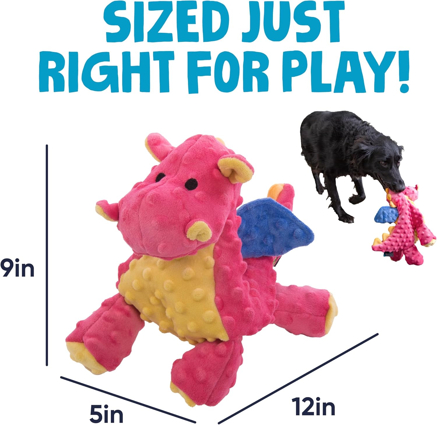 goDog - Juguete de peluche chirriante de dragón para perro, tecnolo...