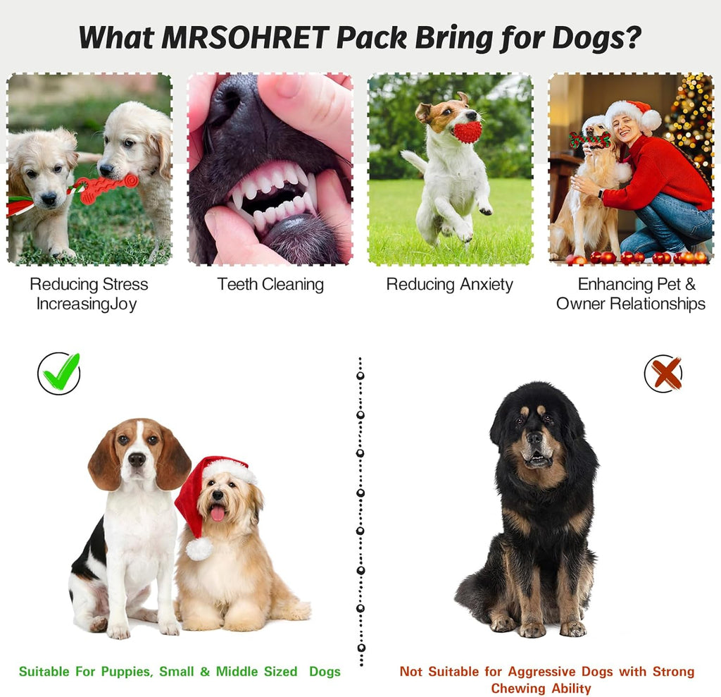 MRSOHRET Juguetes navideños para perros, paquete de 9 juguetes de c...