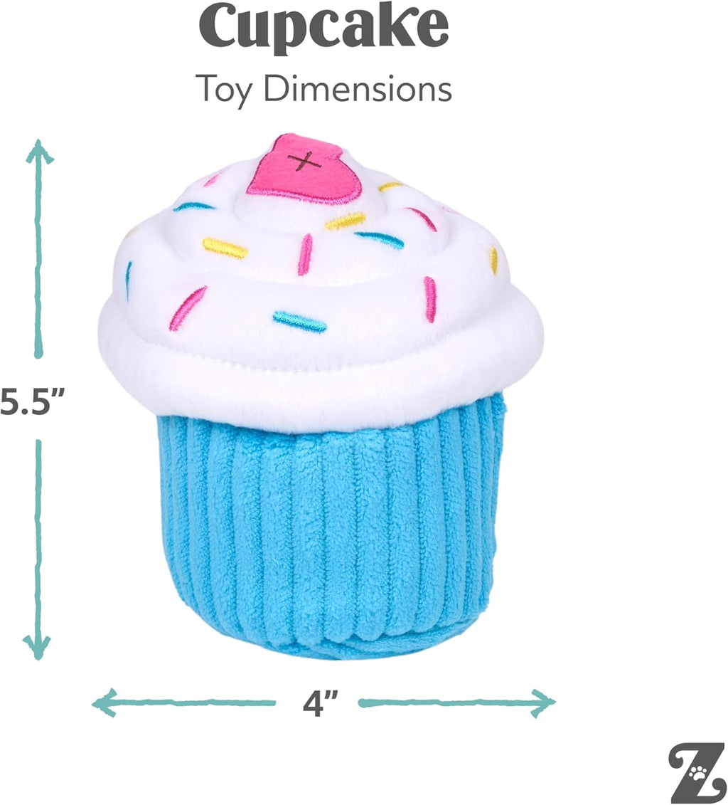 ZippyPaws Cupcake de cumpleaños - Juguetes chirriantes para mantene...