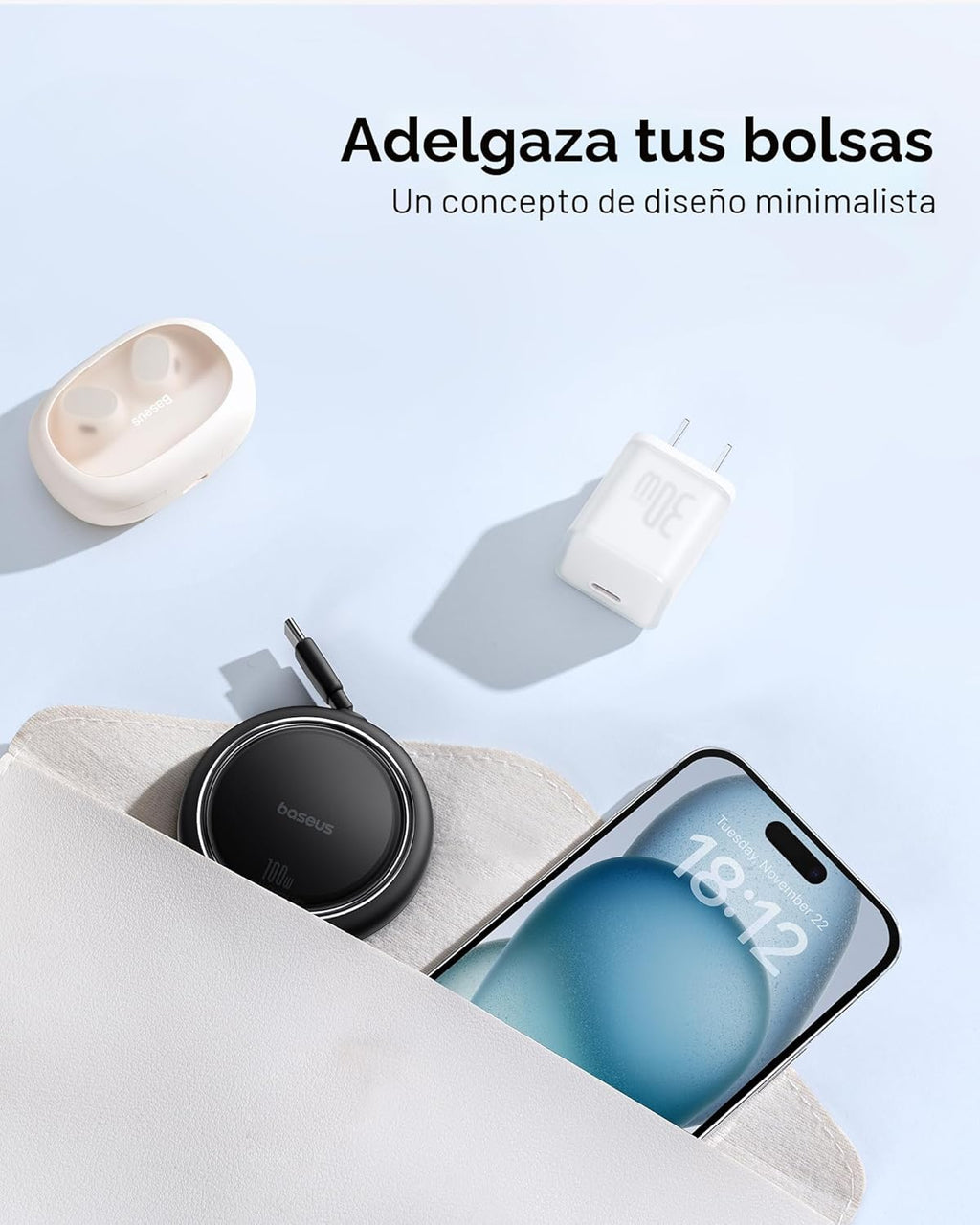 Baseus Cable USB C a USB C, cable de carga rápida retráctil USB C 5...