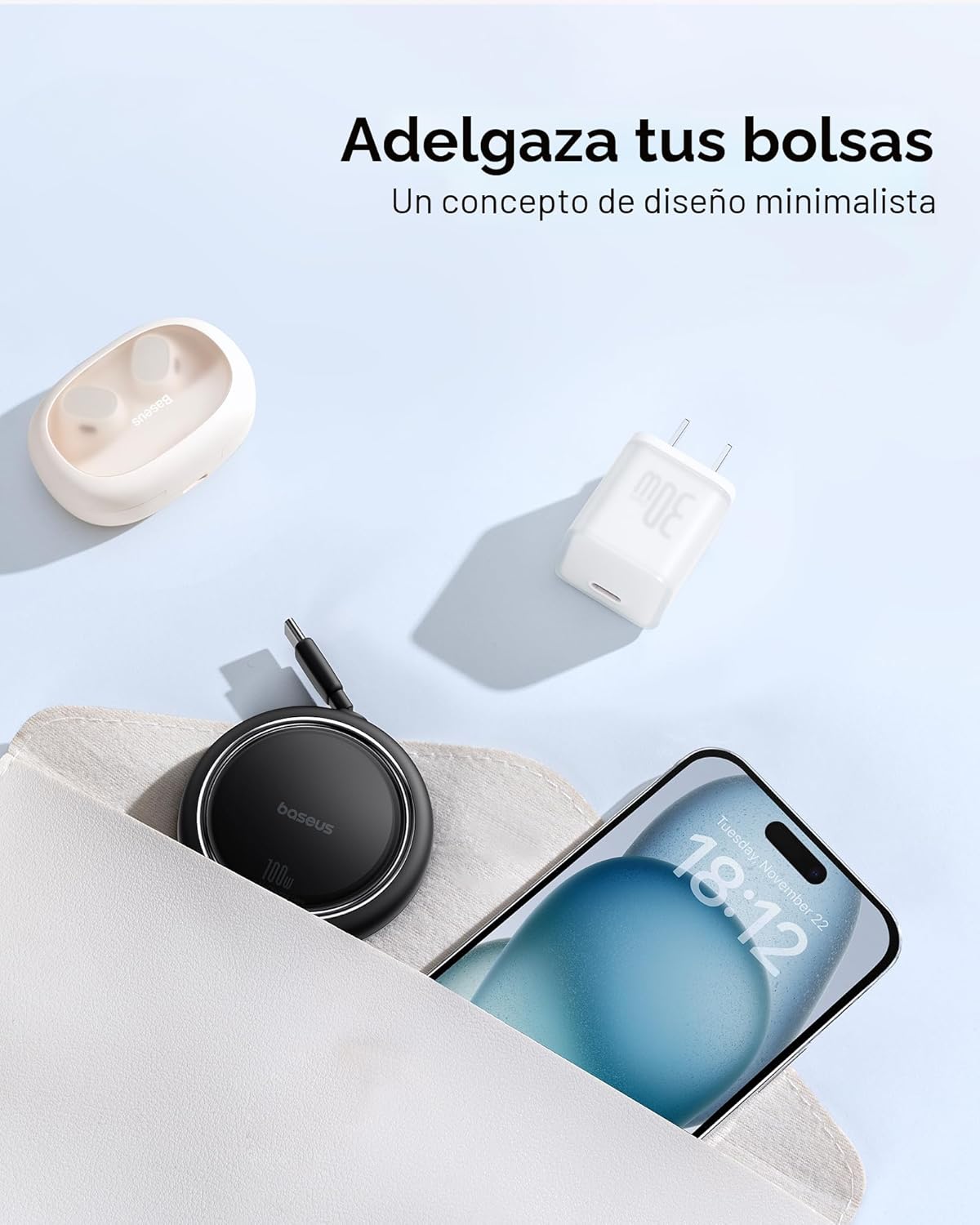 Baseus Cable USB C a USB C, cable de carga rápida retráctil USB C 5...
