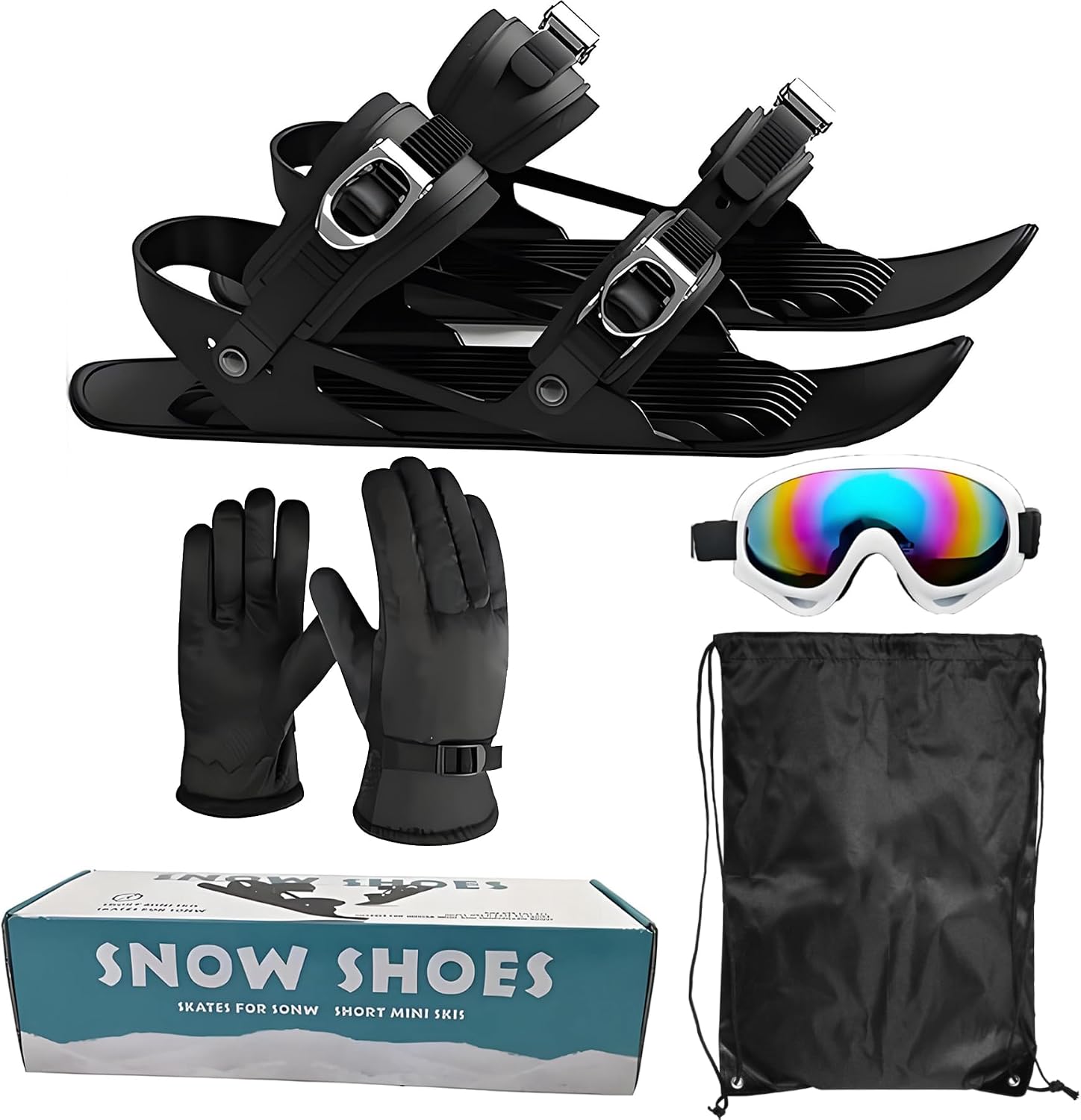 Snow Pro - Juego de mini patines cortos de esquí, patines ajustable...