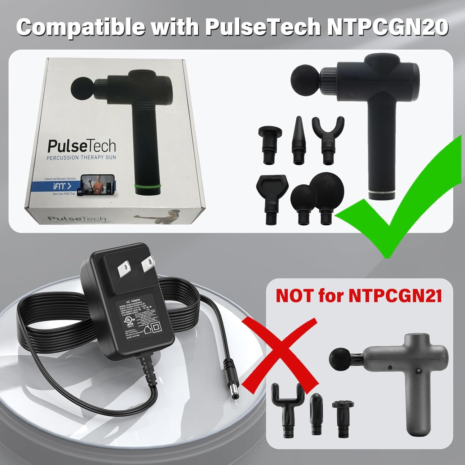 HIENADTOR Cargador de pistola de masaje de 27 V para NordicTrack Pu...