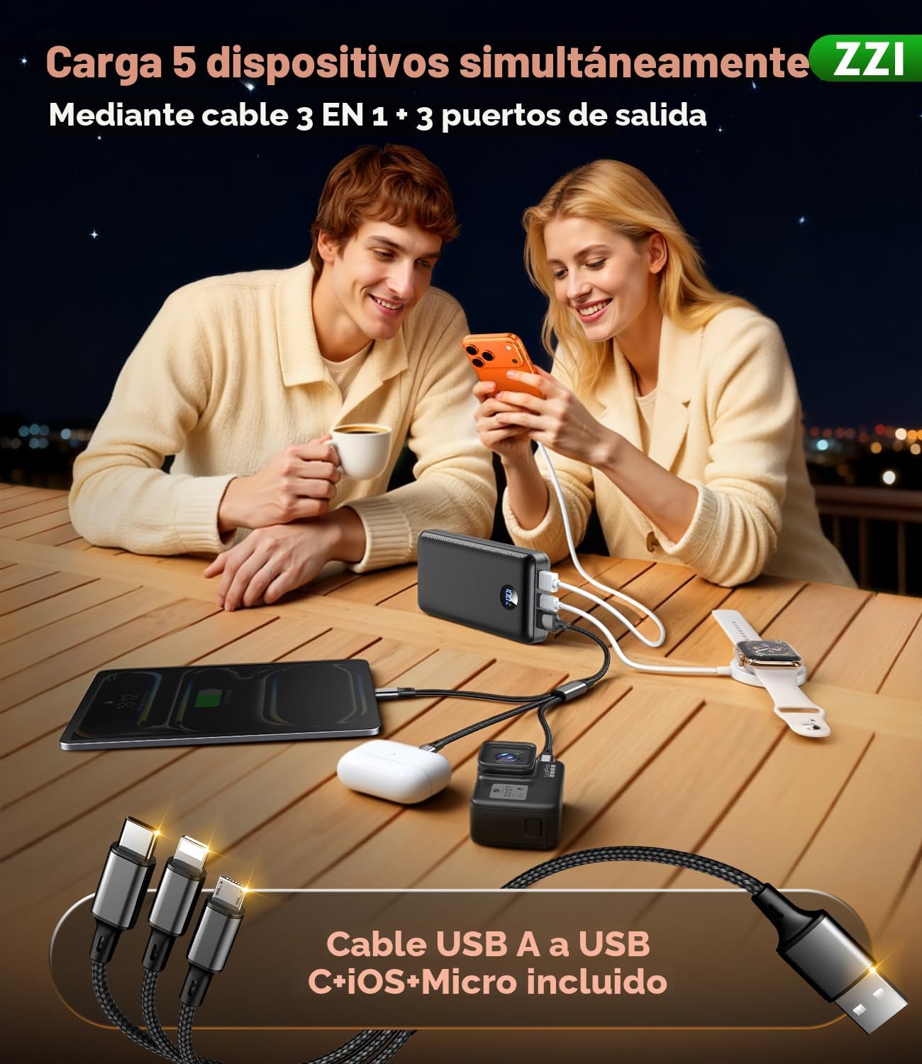 Cargador Portátil Banco de Energía, Paquete de Batería de 60000mAh...