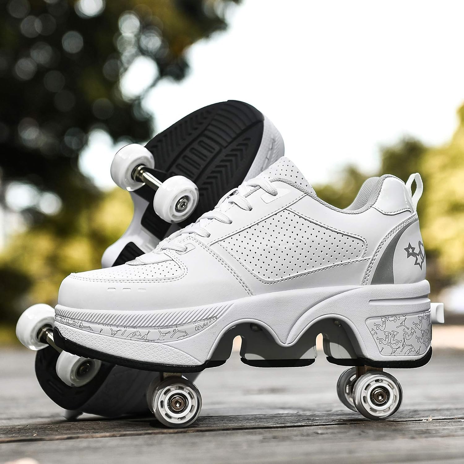 Rueda de deformación de doble hilera Zapatos para caminar automátic...
