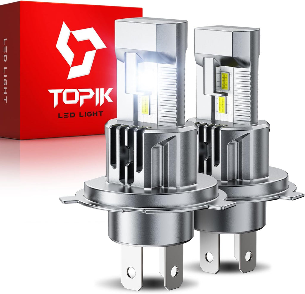 TOPIK Bombillas LED H4\/9003\/HB2 de 42,000 lúmenes, 900% de brillo...