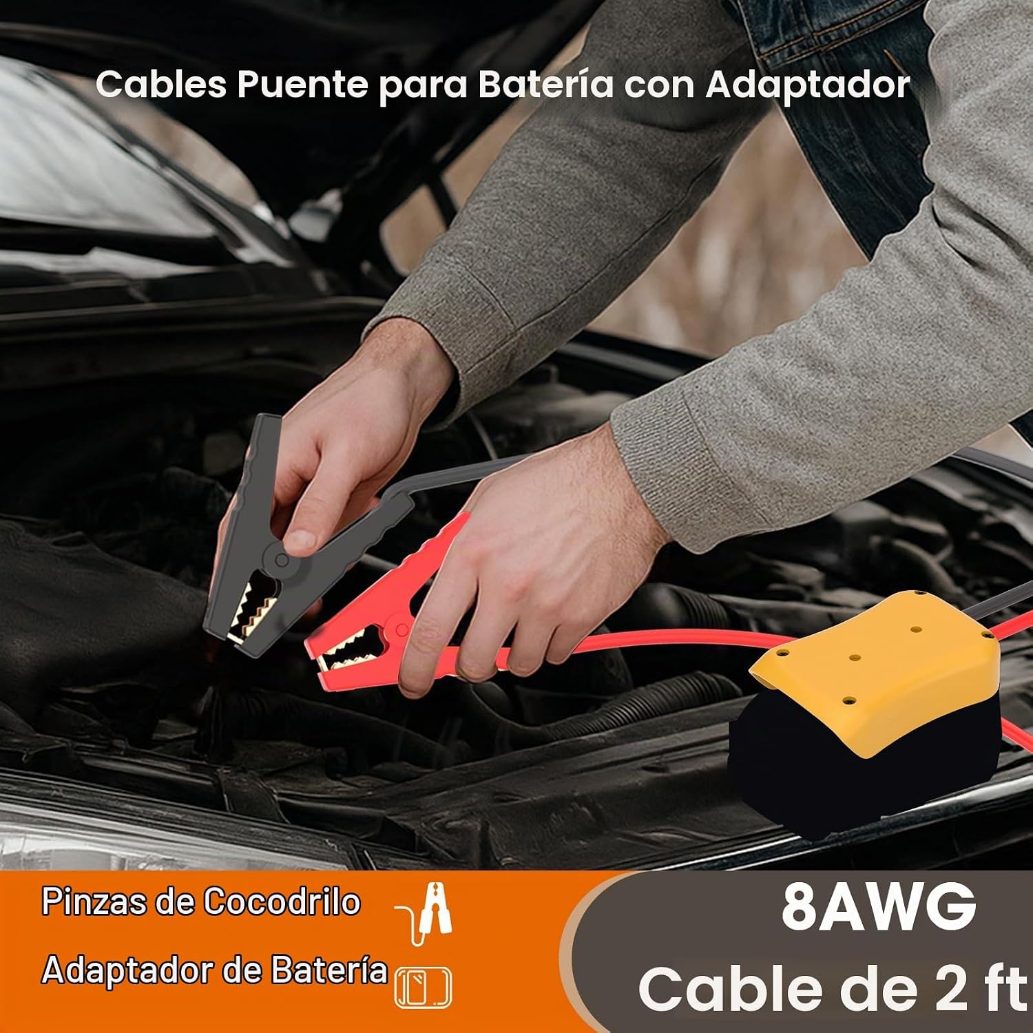 Cables de puente para auto con adaptador compatible con baterías DE...
