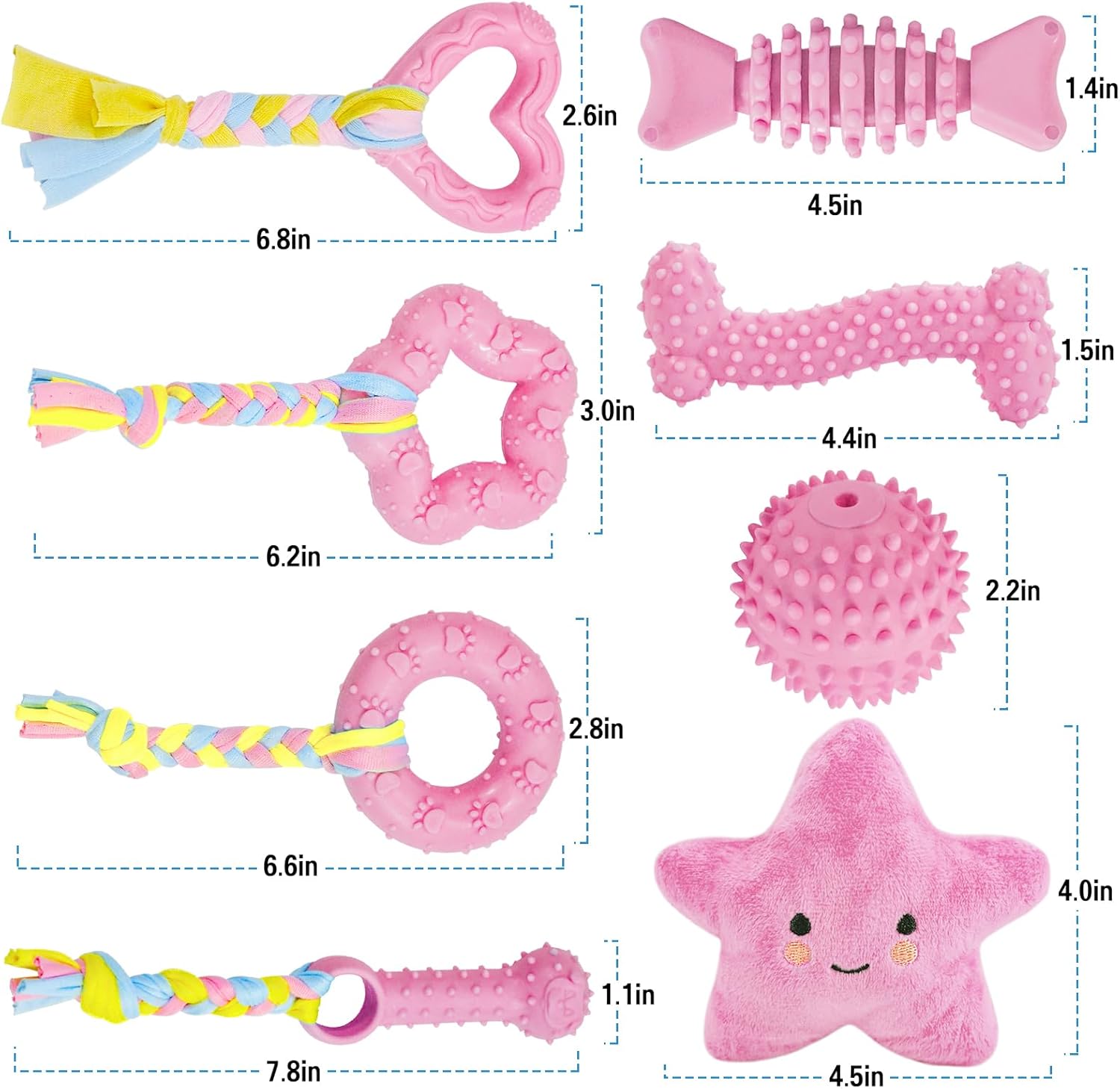 MRSOHRET Juguetes para cachorros, paquete de 8 juguetes masticables...
