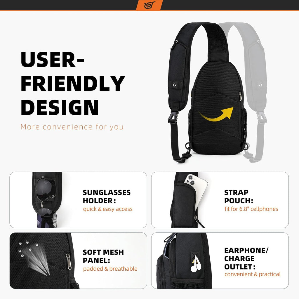 SKYSPER - Mochila cruzada con bloqueo RFID, mochila de bandolera, m...