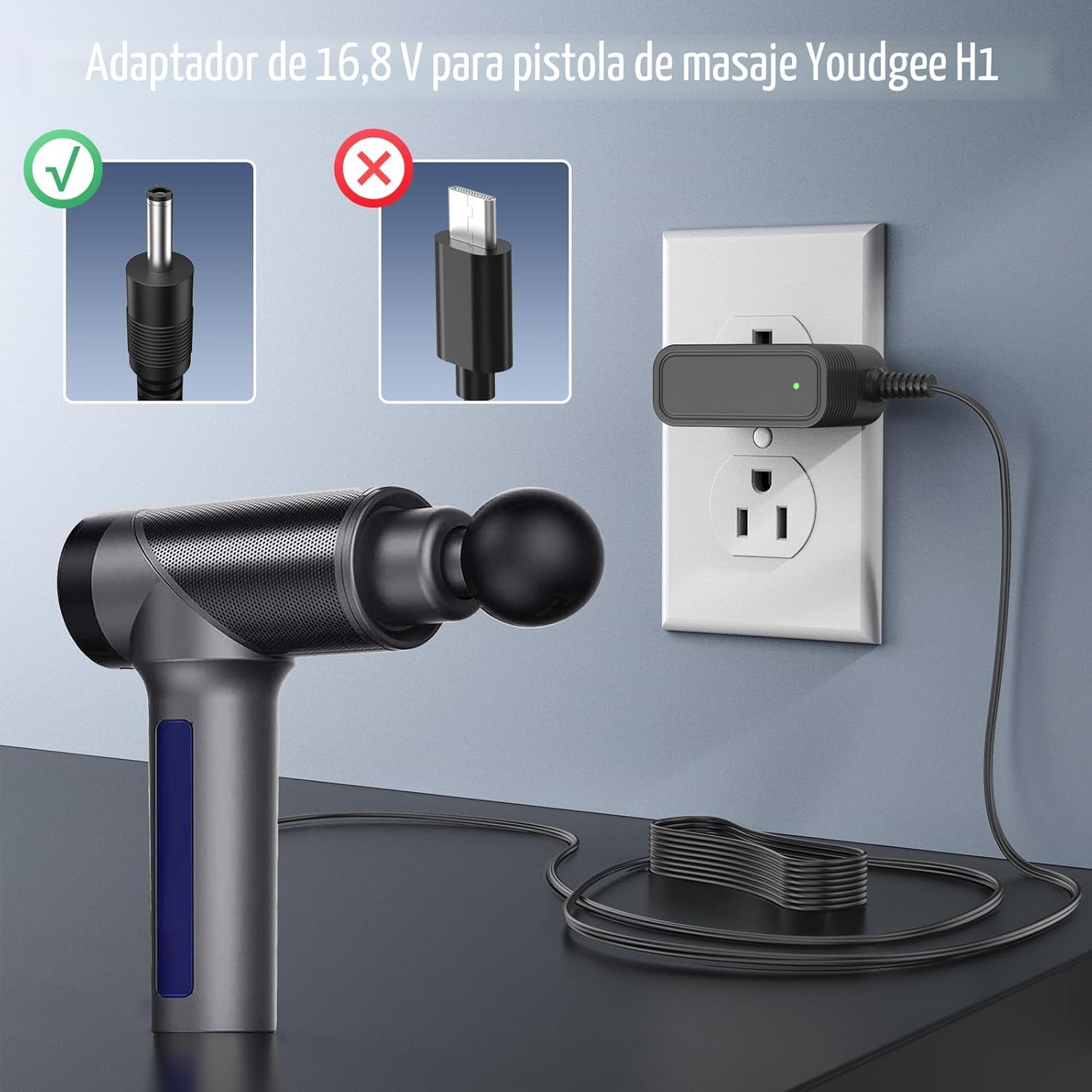 Cargador de 16.8 V para Youdgee H1 Mini pistola de masaje muscular...