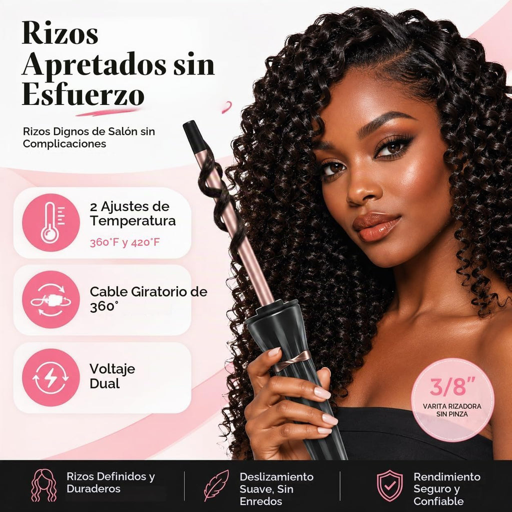 HIRAY - Rizador de 3\/8 Pulgadas, varita rizador de 9 mm pequeña, r...