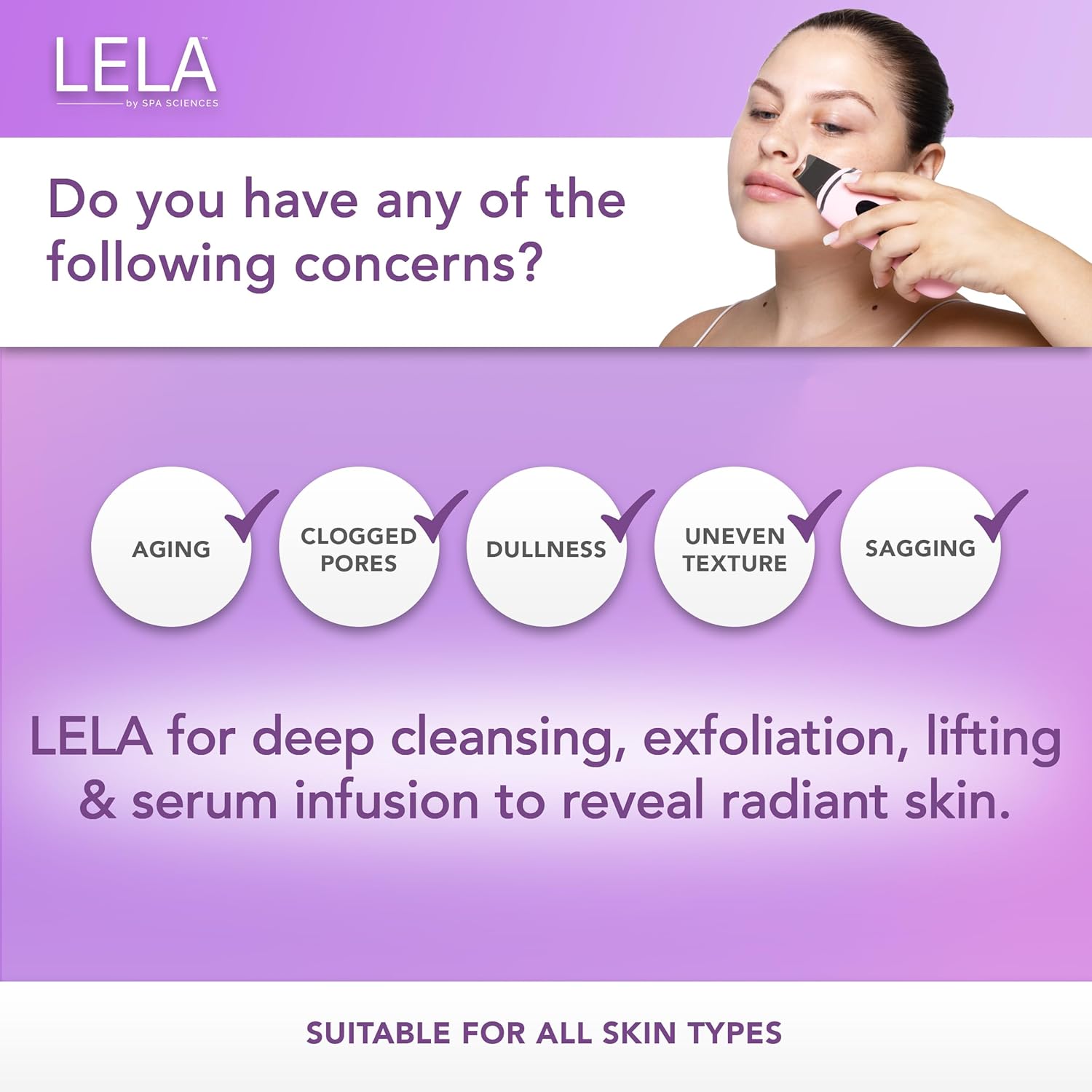 Spa Sciences - LELA - Espátula facial 4 en 1 para limpieza profunda...