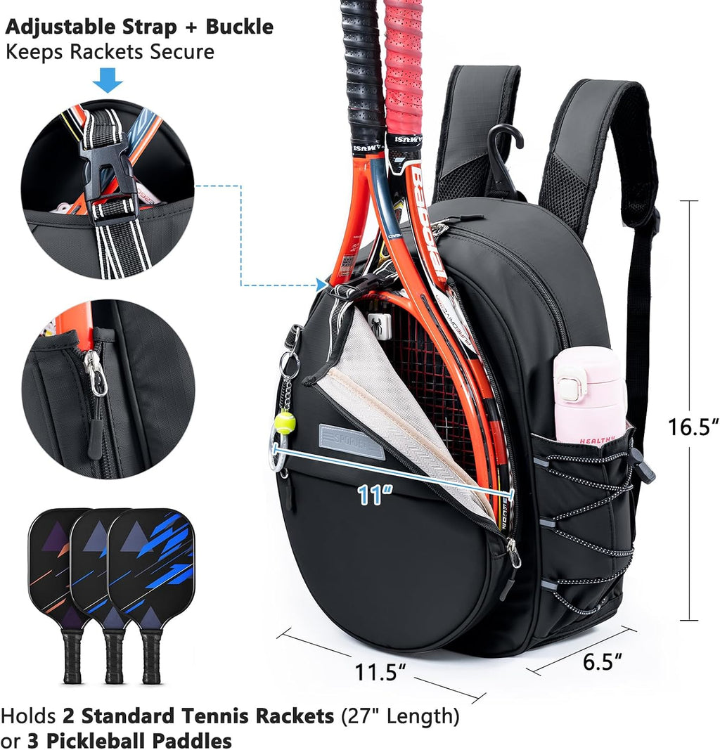 SPORJET Mochila de Tenis con Soporte para 2 Raquetas, Bolsa de Raqu...