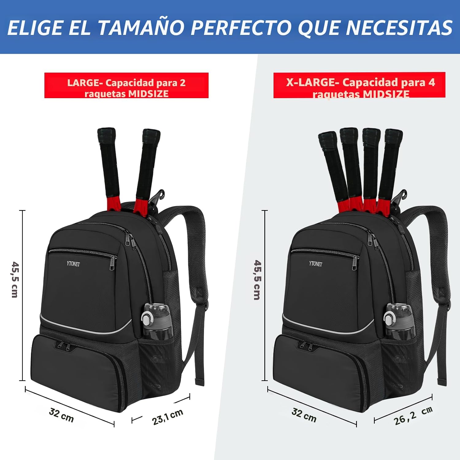 Ytonet Mochila de tenis para mujeres y hombres, 2 raquetas con bols...